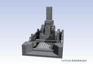 墓石外柵(巻石)−完成イメージパース(右前)